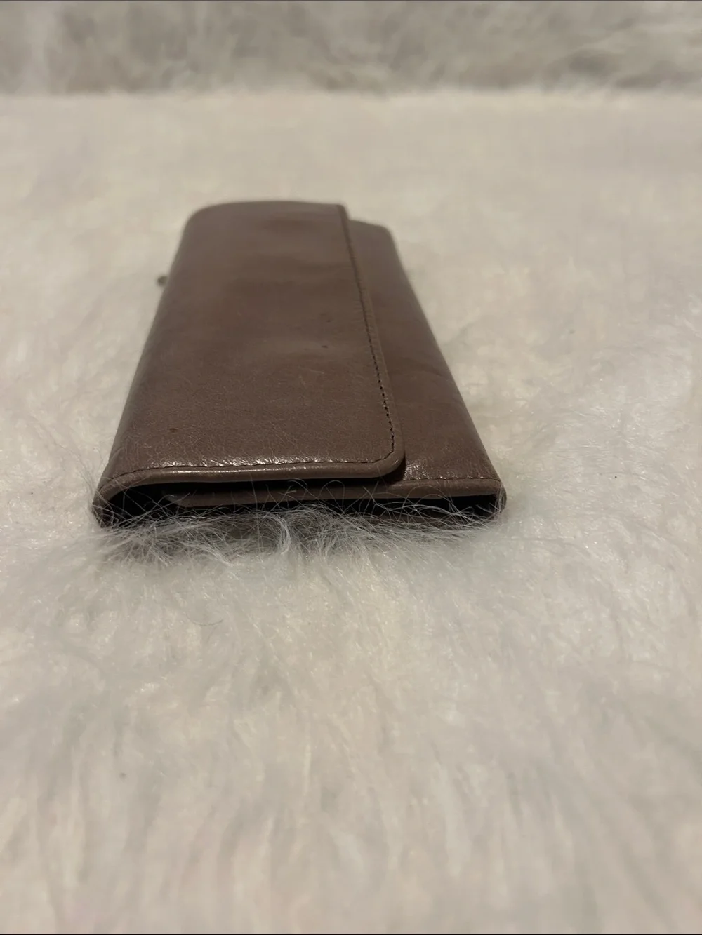 HOBO Brown Leather Zip Wallet with Exterior Pocket